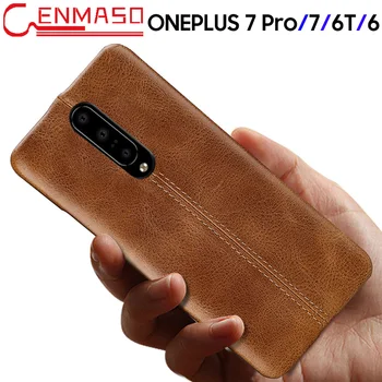 

For Oneplus 7 Case Genuine Leather Back Cover For Oneplus 7 Pro 6 6T Fashion Business Protective Case One Plus 7 6 6T Luxury