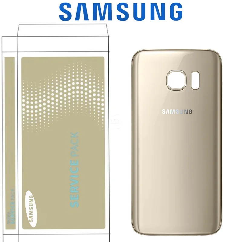 ORIGINAL 5.1'' For SAMSUNG Galaxy S7 Flat G930 G930F Battery Back Cover Glass Housing Replacement with Camera Glass Lens - Цвет: S7 Gold