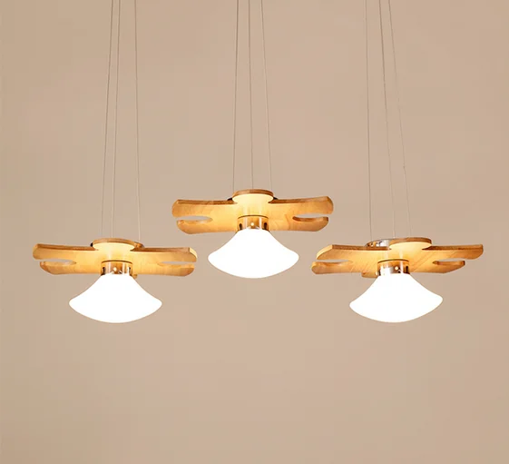 

Nordic Puzzle Shape LED 3 Lights loft pendant light Oak Wood Retro lamp E27 110/220V 90cm Cord Hanging light fixture