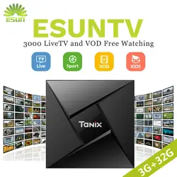 Tanix TX9 Pro с 1 год/6 месяцев ESUN ТВ Европа IP ТВ VOD ТВ Box Amlogic S912 комплект top Box Android 7,1 3g/32 г Bluetooth 4,1