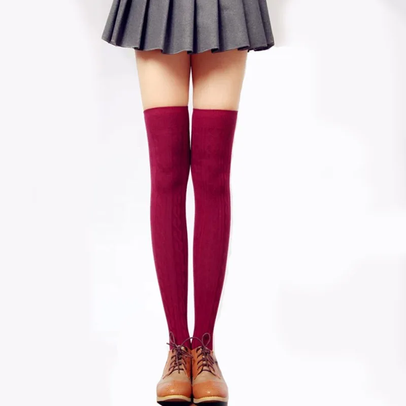 

Women Over Knee socks Stockings Thigh High Pantyhose Wave Knitted long Stockings knee socks High Quality medias de mujer