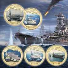 WR позолоченные монеты Соединенные Штаты военный корабль коллекционные монеты Вторая мировая война вызов монеты дропшиппинг