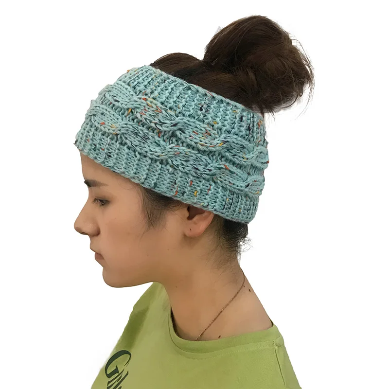 Women Autumn Knitted Hat Winter Warm Bun Ponytail Beanie High Stretch Female Hats Girls Turban Fashion Cap Head Warmer CP0293 (14)