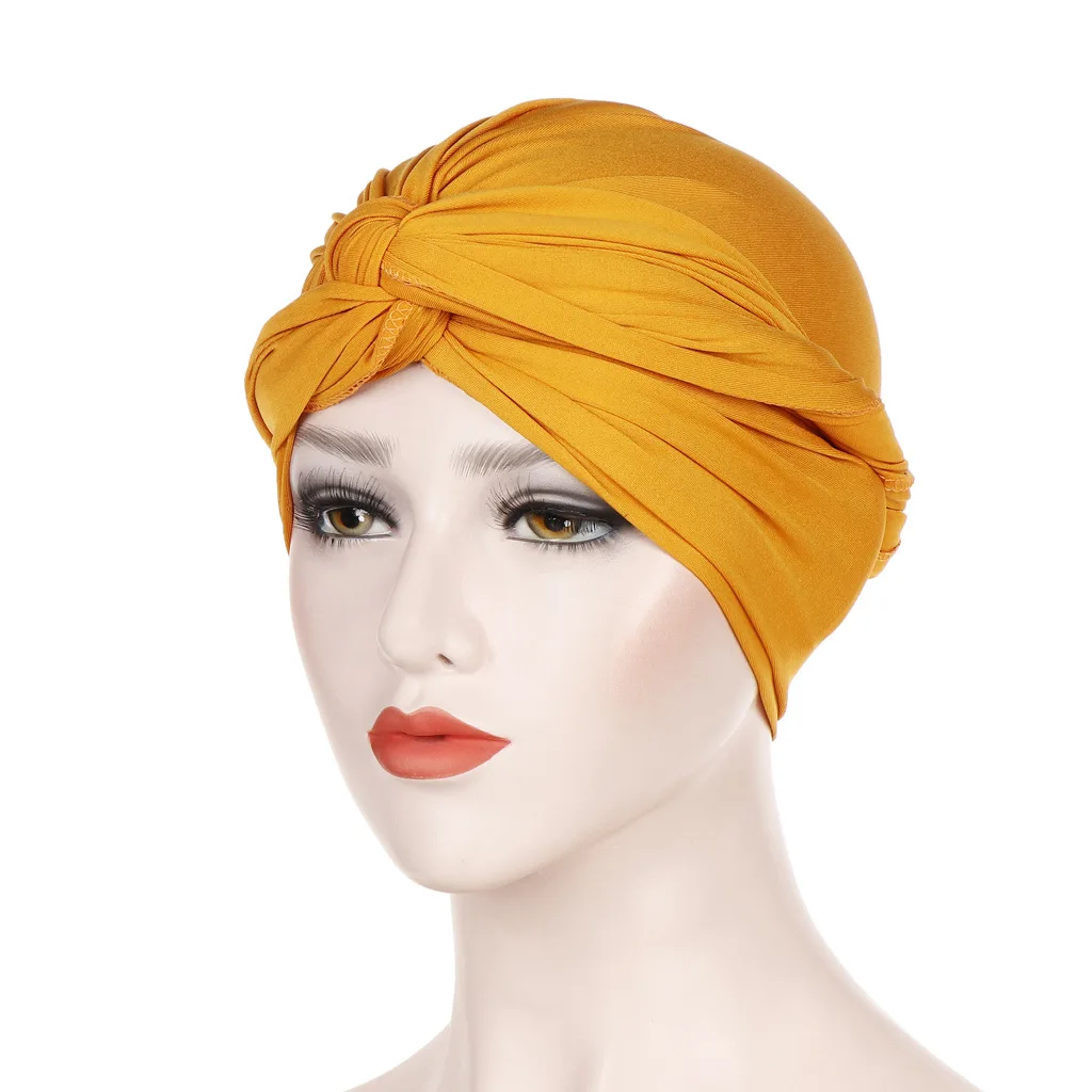 2019 женские удобные стрейч крест тюрбан из хлопка шляпа простой и щедрый кепки головные уборы Headwrap выпадение волос крышка аксессуары