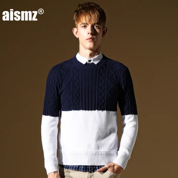 

Aismz Brand Autumn Winter Warm Luxury Pullover Sweater Men clothes Thick Fashion Casual Male O Neck Knitted Slim pull homme Men
