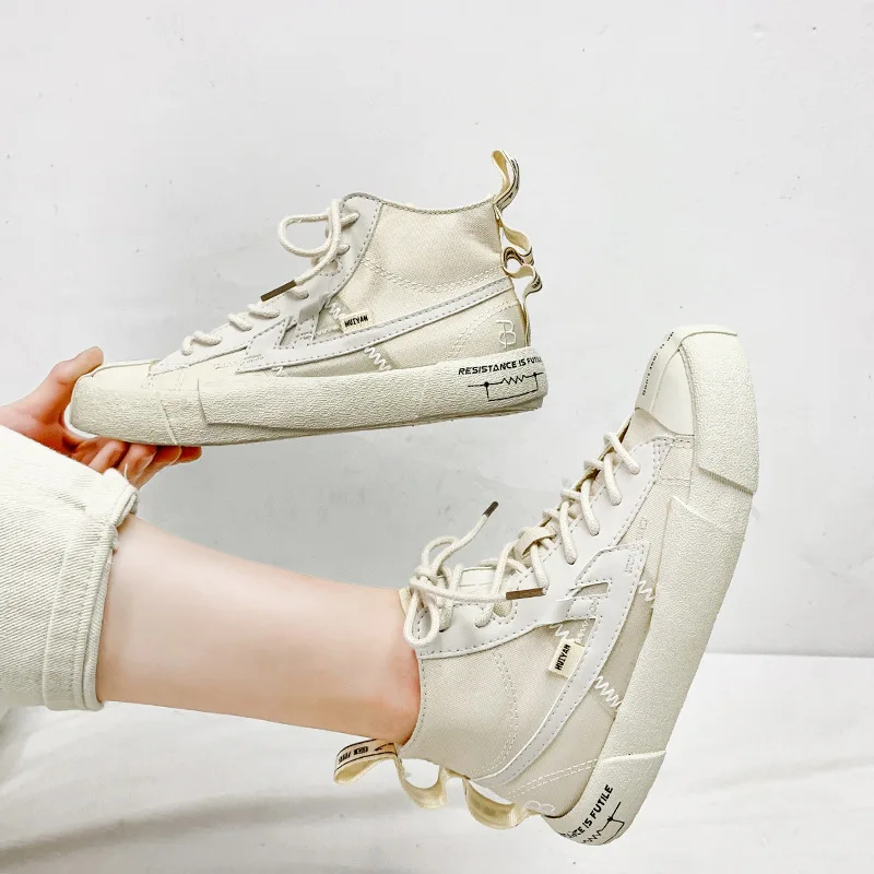 Cena 2019 nowe tenisówki damskie Unisex wysokie trampki solidny stylowy dorosły Feamle płaskie obuwie Skate antypoślizgowe Retro Design