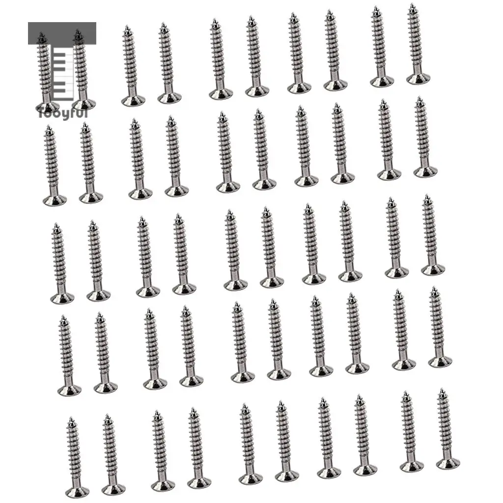 Tooyful 50 Pack Nickel Tremolo Bridge Mounting Screws fo TL Style Guitar Telecaster Tremolo Bridge Screws Parts 3.5x25mm
