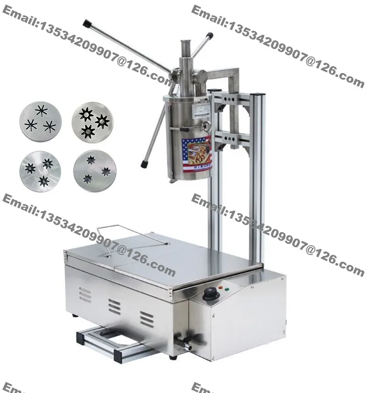 3-hole Nozzle Commercial 5L Manual Spanish Churrera Churro Donut Doughnut Machine Maker Stand with 25L 220v Electric Deep Fryer | Бытовая