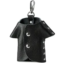 Настоящая Натуральная кожа Забавный кошелек для ключей держатель для карт Органайзер брелок для ключей кошельки для мужчин и женщин Карманный пакет сумка для автомобильных ключей черный
