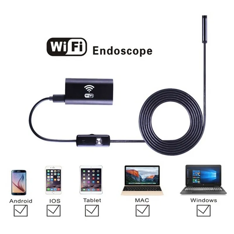 HD 8mm Lens Waterproof PC Android Endoscope with 1m/2m/3.5m/5m Cable Handheld Inspection Borescope for Android Phone PC Tablet