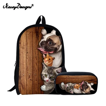 

2 Set Pug Cat Printed New Children Schoolbags For Girls Boys Primary School Bag Backpack Childrens Trendy School Bags for Women