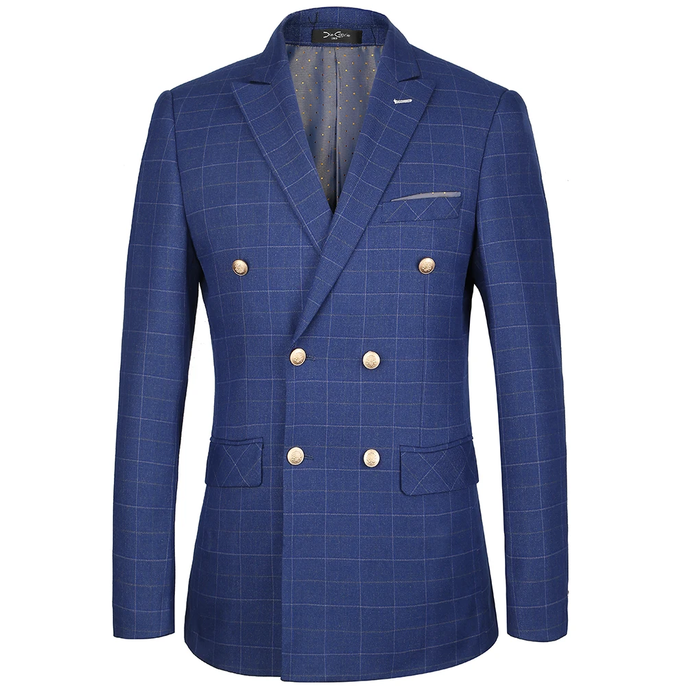 

2018 Brand Men suit jacket double breasted men blazer Slim Fit Luxury brand designer Business Mens plaid suit coats
