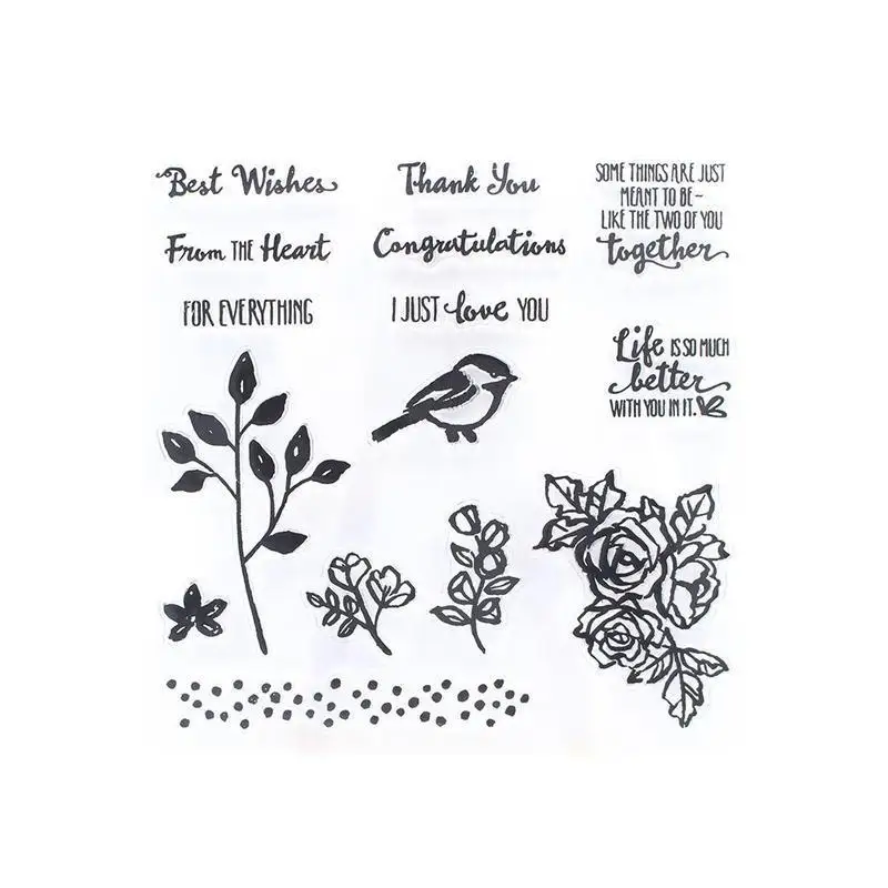 

Birds And Flowers Transparent Clear Silicone Stamp Seal For Diy Scrapbooking Photo Album Decorative Clear Stamp Sheets LQK1118