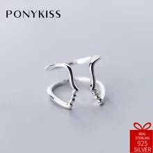 PONYKISS, Трендовое,, 925 пробы, серебряное, шикарное, для лица, полое, регулируемое, кольцо, для женщин, вечерние, изысканные, аксессуары, модный подарок