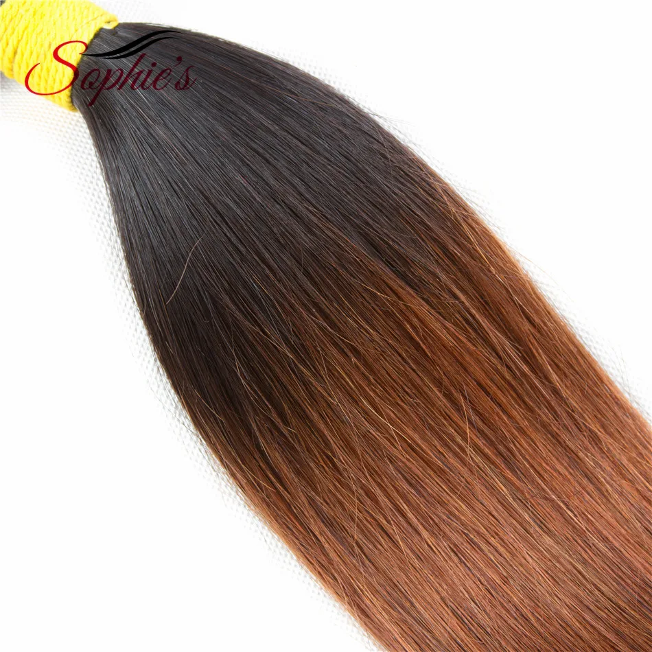 Sophie's Pre-colored Ombre Hair Bundles 4 Bundles T1B/33 Color Human Non-Remy Straight Brazilian Hair Weaves Hair Extensions