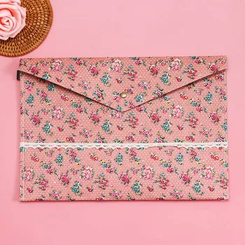 

33*23 cm Little Flowers Cloth Office Stationery Bag Fabric A4 File Folder Document Bags Filing Bag