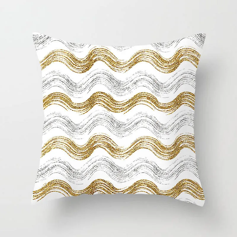 Bronzing Gold Cushion Cover Printed Geometric Pillowcase Lines Trees Throw Pillow Covers Decorative Sofa Homewares Decor 45*45cm