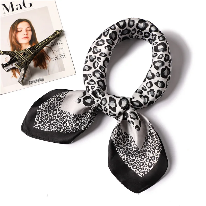 

leopard print silk scarf square shawls fashion 2019 women hijabs neck scarves kerchief foulard