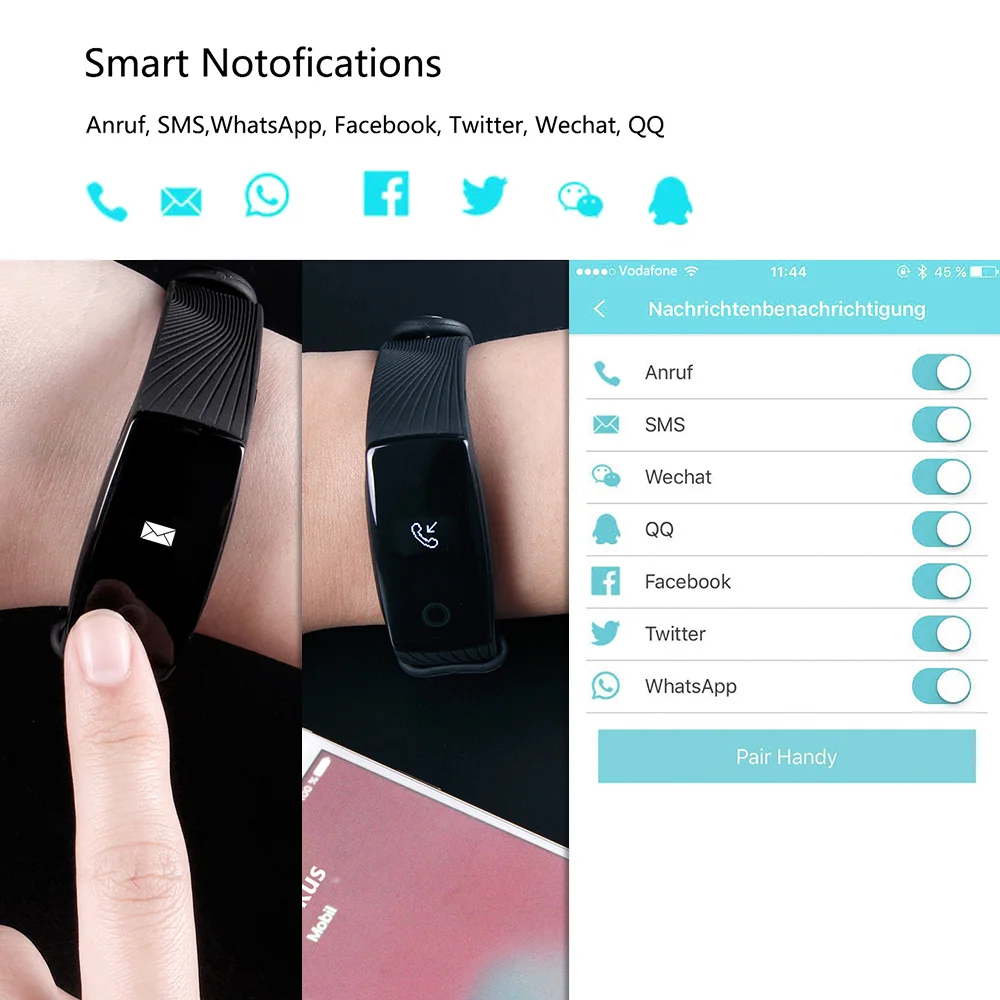 Smartband Heart Rate Monitor Smart Wristband Fitness Flex Sport Bracelet Riversong Wave HR V052