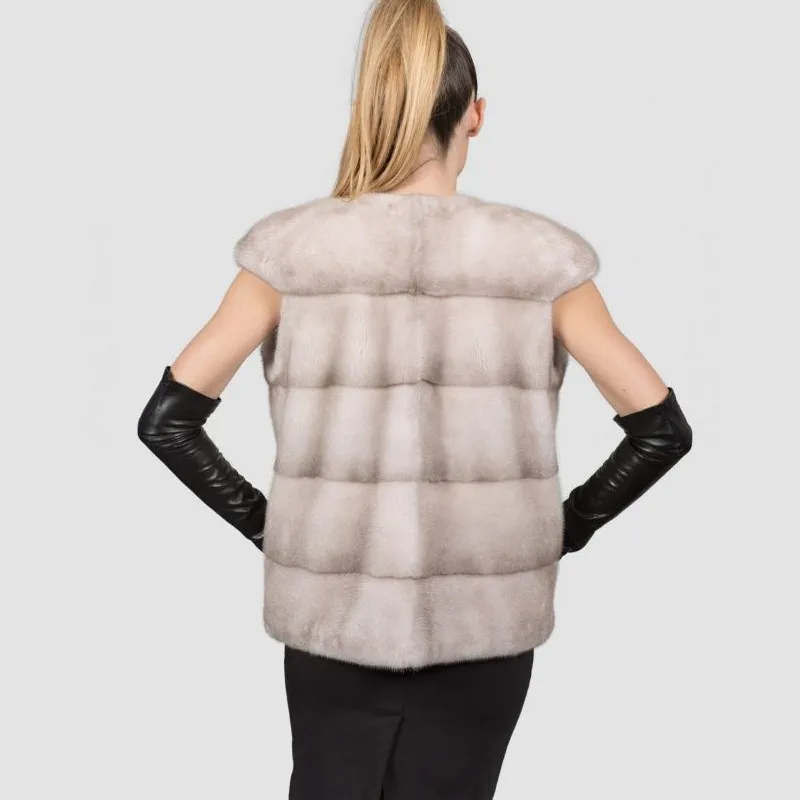 FURSARCAR Новая мода роскошный женский короткий стиль бежевый натуральный мех норки зимний жилет для женщин натуральный мех жилет