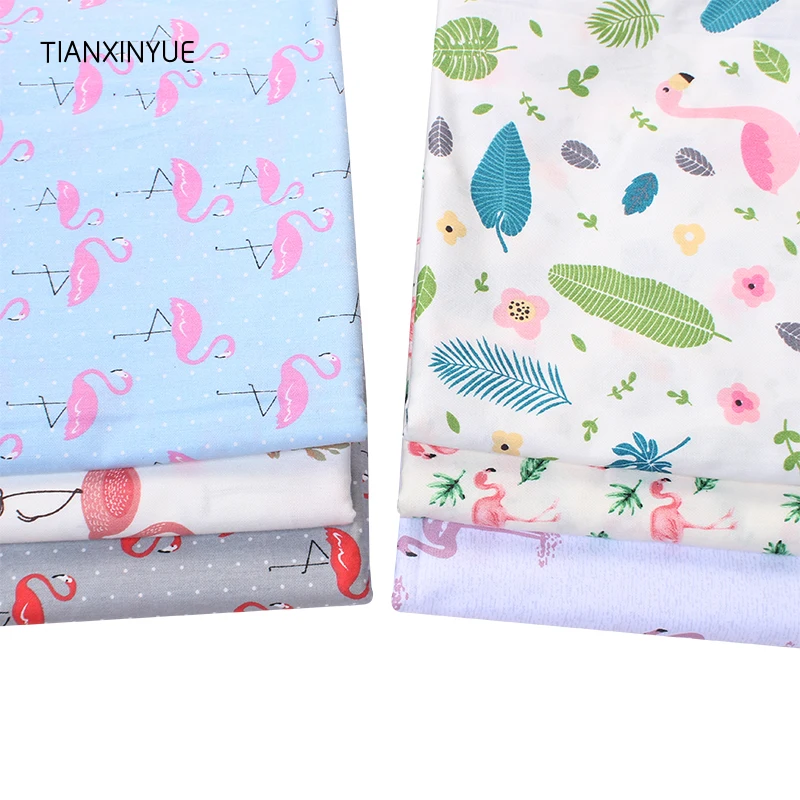 TIANXINYUE саржевая ткань для двора, хлопковая ткань, Лоскутная Ткань фламинго, ткань для рукоделия, стеганые листы для шитья, материал для платья