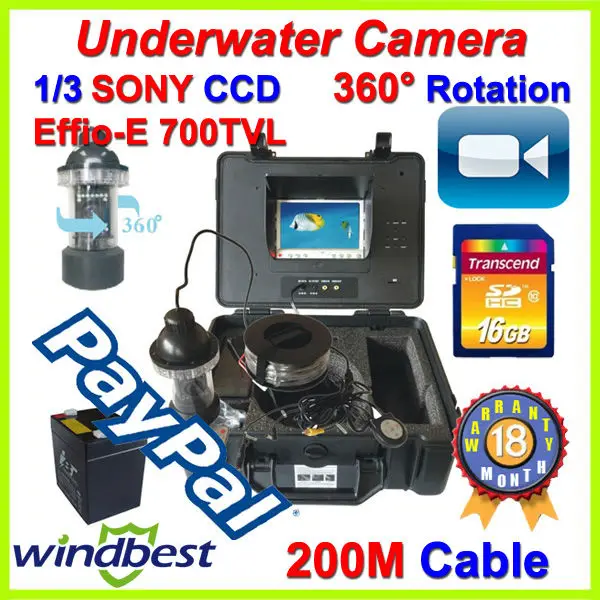 200M Cable SONY CCD EFFIO 700 TVL CCTV Underwater Fishing Camera Fish