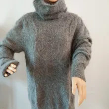 Turtleneck50CM натуральный норковый кашемировый свитер для женщин длинный кашемировый пуловер вязаный настоящий норковый стоячий воротник T170731