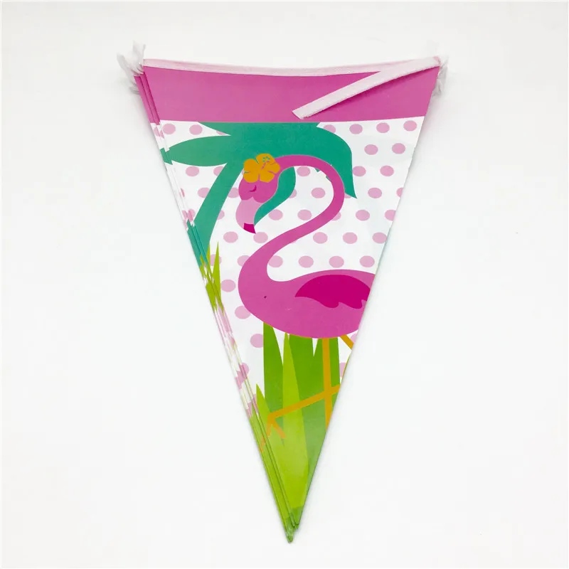 

10Pcs Party Decoration Flamingo Garland Coconut Leaves Hawaiian Luau Tropical Happy Birthday Flag Banner Event Party Supplies