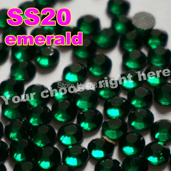 DMC Hotfix drahokamu, barva smaragdová, tmavě zelená velikost ss20 (4,8-5,0 mm) 1440ks / sáček / šarže, plochý hřbet s lepidlem