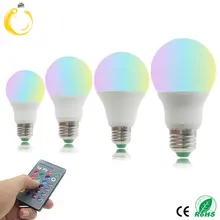 1Pcs E27 LED RGB Bulb lamp AC220V 3W 5W 7W 9W LED RGB Spotlight dimmable magic Holiday RGB lighting+IR Remote Control 16 colors