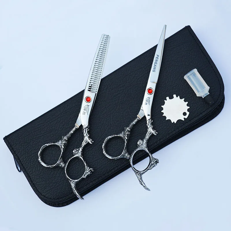 

1 set professional salon hair scissors shears hairdressing barber thinning cutting scissors hairdresser razor haircut with case