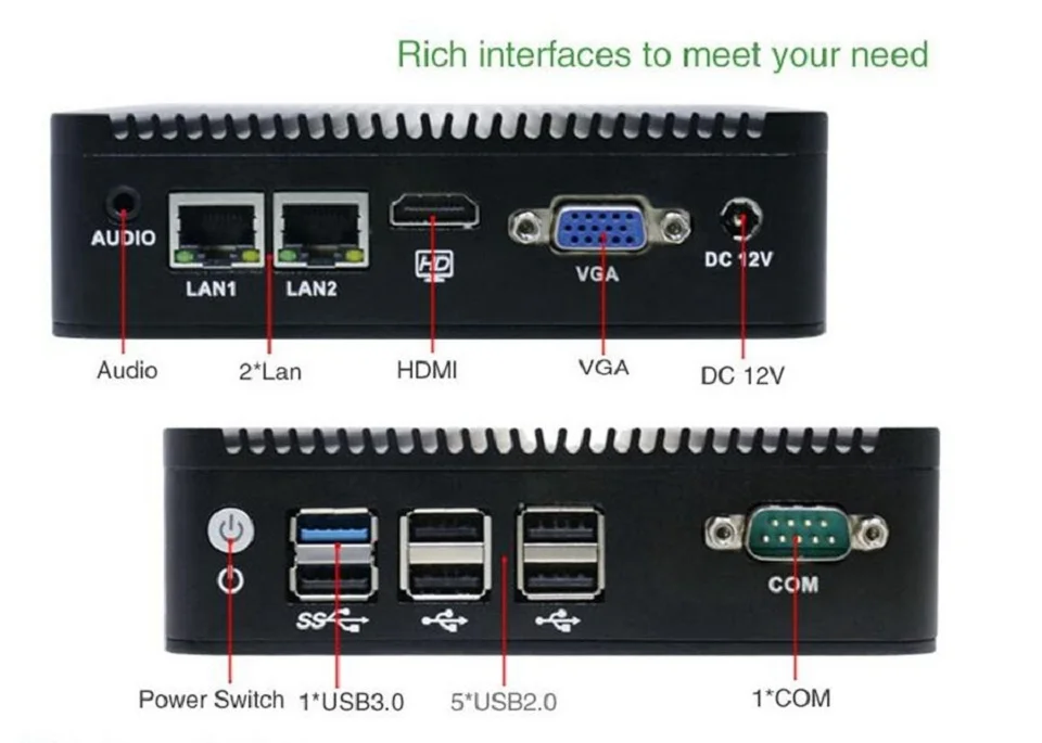 Новые Slim Компьютер Intel 4 ядра Celeron J1900 безвентиляторный мини-ПК Windows 7 HDMI VGA LAN HTPC TV Box 2.0 ГГц Wi-Fi настольный ПК