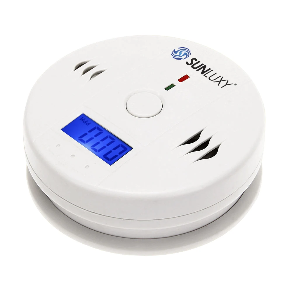 4pcs SUNLUXY Wireless Fire Smoke CO Carbon Sensor Detector 85dB Alarm LCD Display Home Indoor Security Protector System