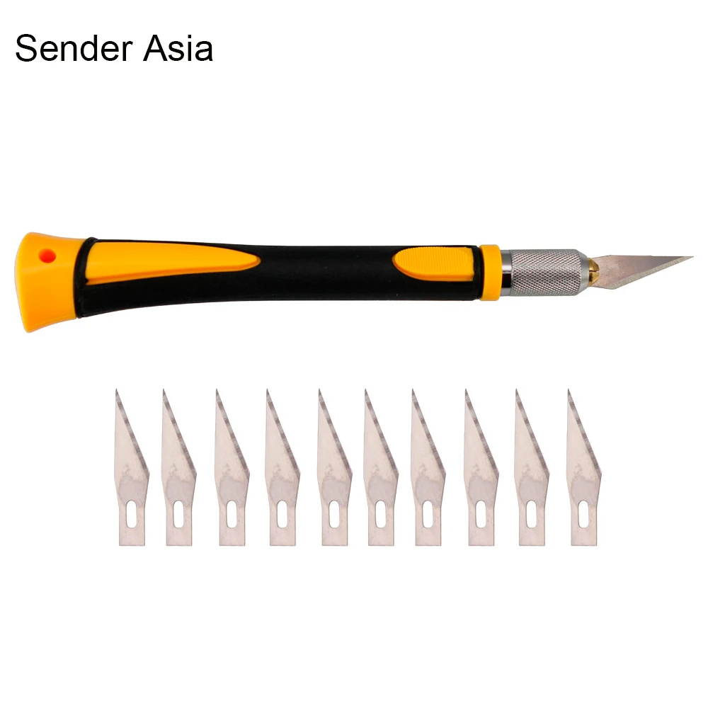 

Deluxe Grip Blade Handle with 11 pcs SK5 Blades Wood Carving Tools Fruit Food Craft Sculpture Engraving Knife hand tools