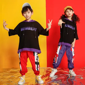 

Children Loose Hip Hop Clothing Dance Costume Boys Oversize Sweatshirt Hoodie Top Jogger Pants Jazz Ballroom Dancing Stree twear