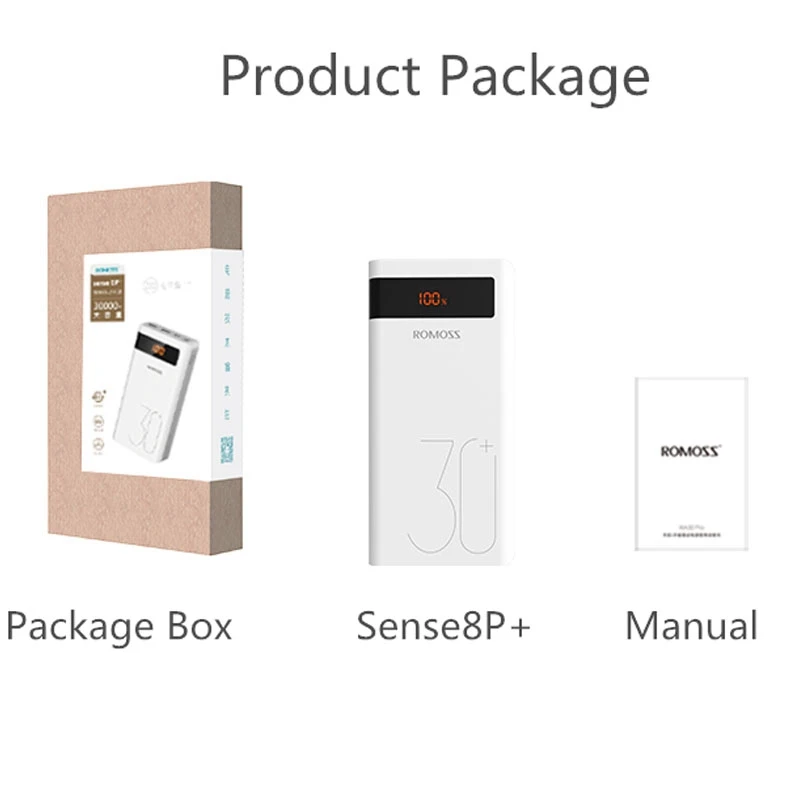  Romoss 30000mah Banco de la energía 30000 PD Powerbank QC 30 18W 12V para Samsung S9 Xiaomi Mi9 Nex