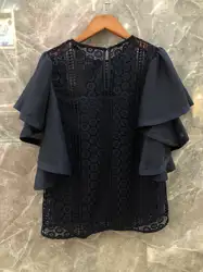 2019 летняя новая женская водная растворимая вышивка рубашка 2 цвета пачка