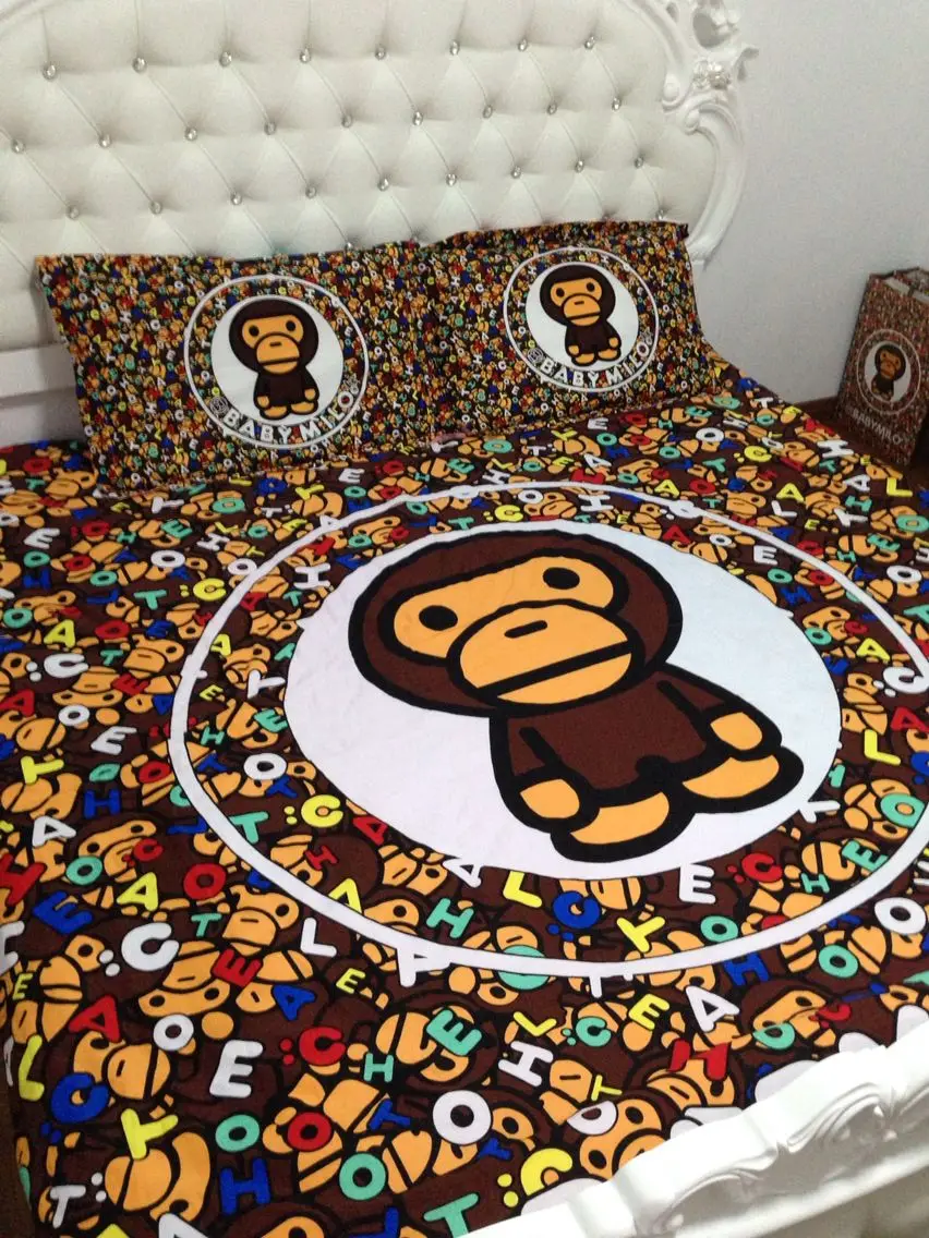 Shop 2013 bape chocolate 100 cotton fitted sheet duvet cover piece set