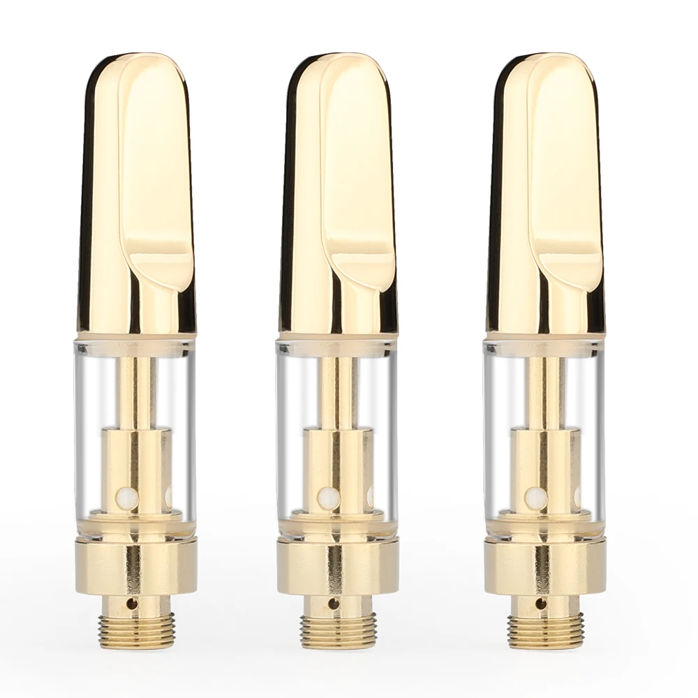 

50pcs/lot ccell CBD oil Cartridge 510 thread Thick CBD Oil ceramic coil gold tank 0.5ml 1ml atomizer for cbd preheat battery