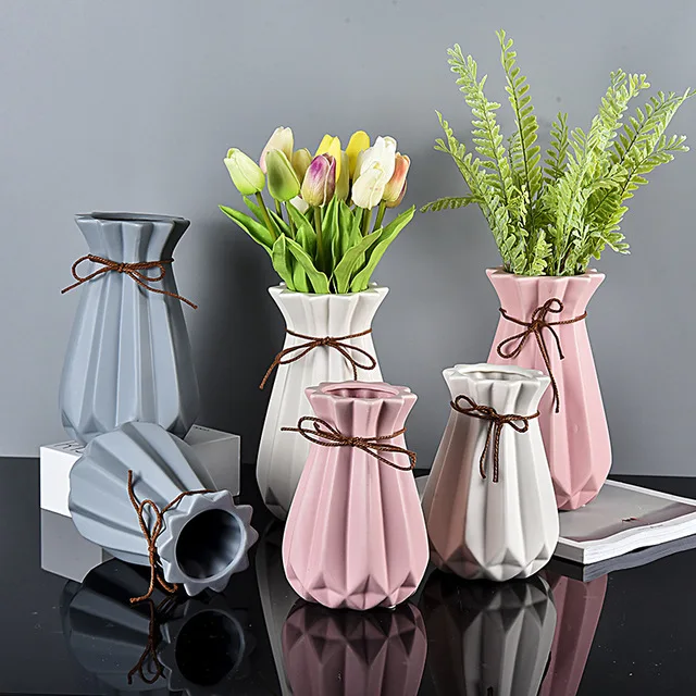 Modern Desk Flower Vase Ceramic Home Decorative Vases Crafts Nordic Flowerpot Art Plant Pot