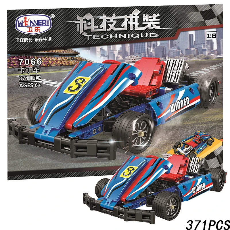 Go Kart Karting 371pcs Legoings Technic MOC Vehicle Creator City Building Blocks Bricks DIY Model Toys for children boy Gifts