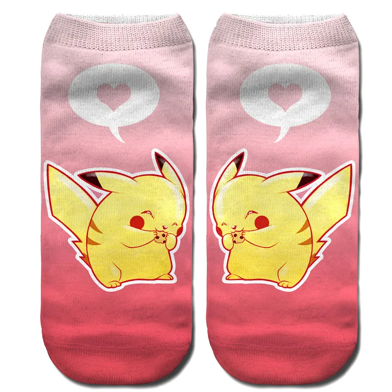 Dreamlikelin/кавайный Пикачу; милые носки с покемонами; женские укороченные носки с 3D принтом; повседневные носки с аниме - Цвет: 3