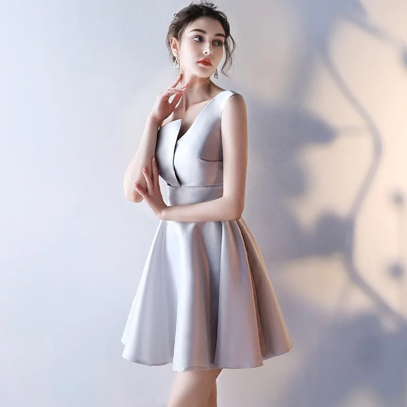 Летнее женское Новое банкетное корейское вечернее платье до колена с v-образным вырезом без рукавов - Цвет: Черный