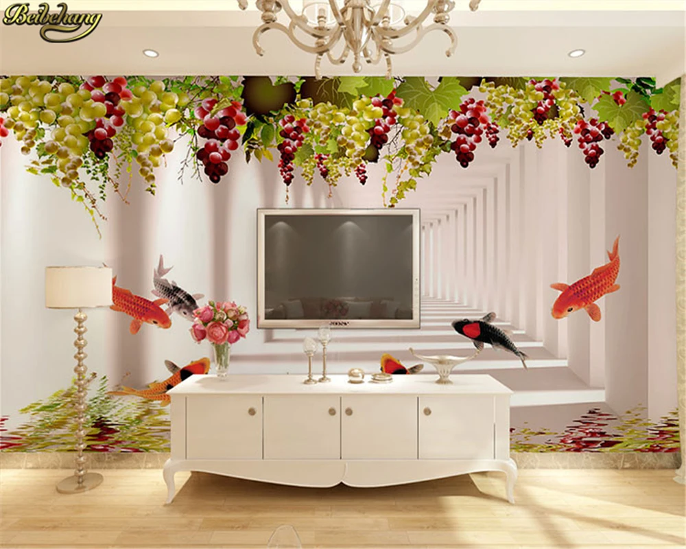 

beibehang gold fish home decor wallpaper mural background living room bedroom wall paper papel de parede 3d wallpaper landscape