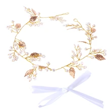 Bridal Leaf Faux Pearl Crystal Tiara Headband Wedding Bridesmaid Prom Party Chic faux crystal leaf floral body chain
