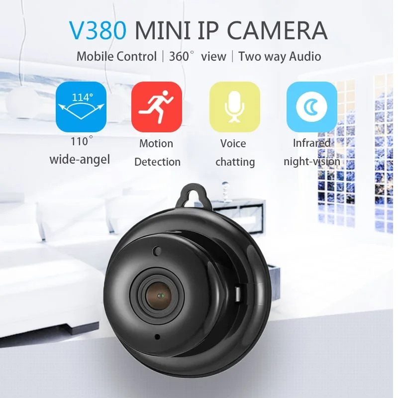 

Home Security V380 2.1mm Lens 720P Wireless Mini WIFI Night Vision Smart IP Camera Auto Onvif Monitor Baby Monitor Surveillance