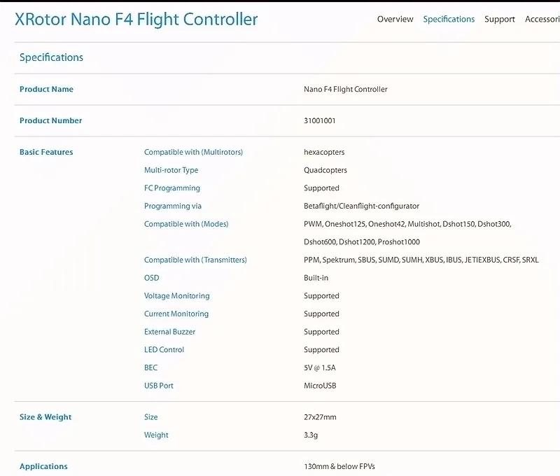 XRotor Nano F4 Flight Controller_Drone Systems_HOB_