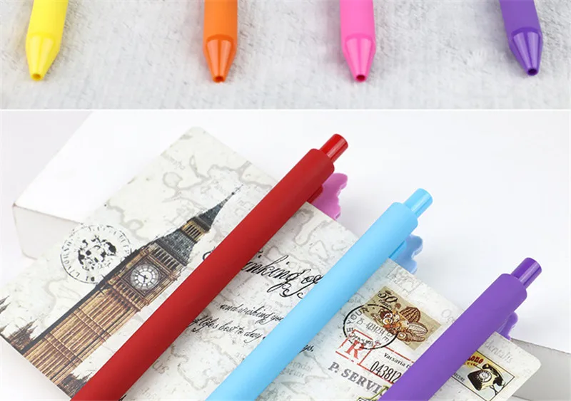 7 шт./компл. Милая Ручка гелевая с медведем гелевая ручка Kawaii 0,5 мм черные чернила конфеты цветные ручки для детей подарок escritorio бумажные школьные принадлежности