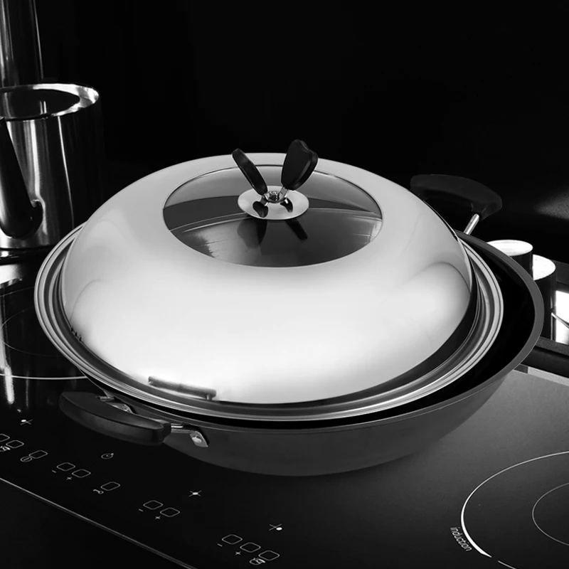 3840 true uncoated stainless flat non stick frying pan without oil Yan