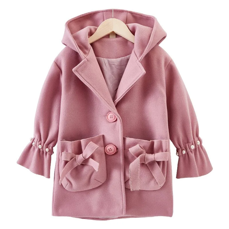 

DZIECKO Fashion Girls Wool Coats Winter Warm Long Jackets With Hooded Princess Children Down Coats Girls Clothing Outerwear